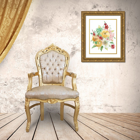 Vintage Style Bouquet Gold Ornate Wood Framed Art Print with Double Matting by Studio Rofino