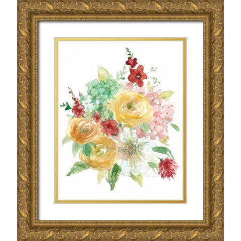 Vintage Style Bouquet Gold Ornate Wood Framed Art Print with Double Matting by Studio Rofino