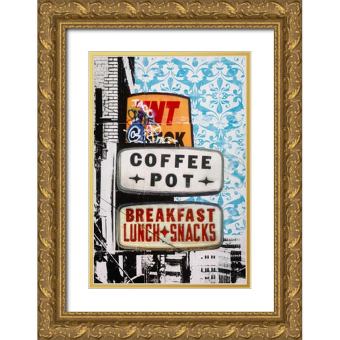 Urban Collage Cafe Gold Ornate Wood Framed Art Print with Double Matting by Fainelli, Deanna
