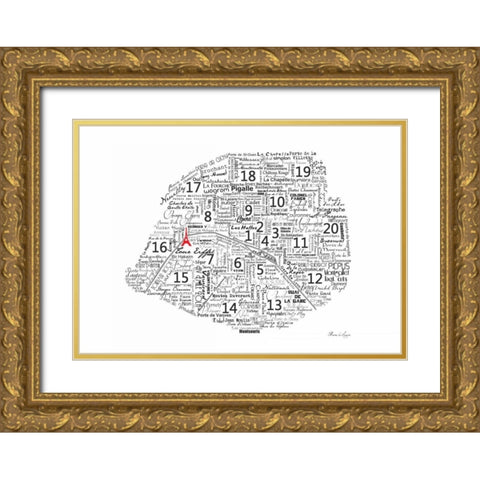 As The French Say-Map Gold Ornate Wood Framed Art Print with Double Matting by De Lauzun, Marion
