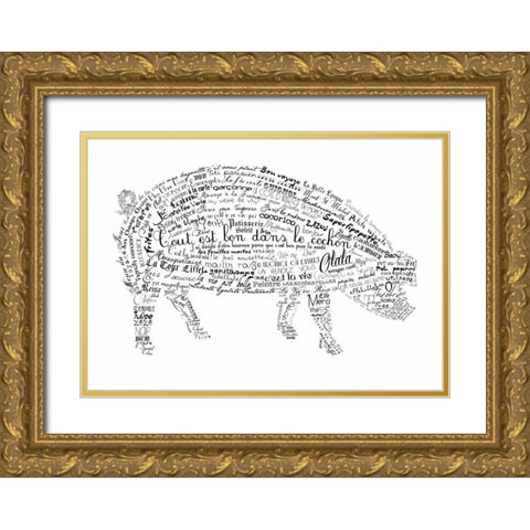 As The French Say-Pig Gold Ornate Wood Framed Art Print with Double Matting by De Lauzun, Marion