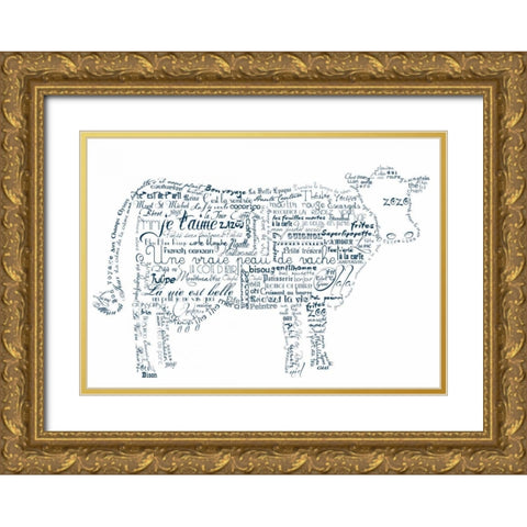As The French Say-Cow 2 Gold Ornate Wood Framed Art Print with Double Matting by De Lauzun, Marion