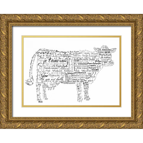 As The French Say-Cow 3 Gold Ornate Wood Framed Art Print with Double Matting by De Lauzun, Marion