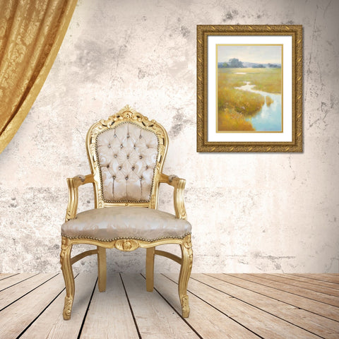 Misty Stream Gold Ornate Wood Framed Art Print with Double Matting by Stefano