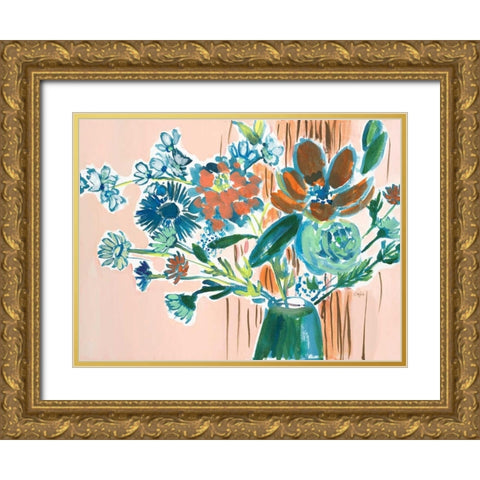 Pennys Bouquet Gold Ornate Wood Framed Art Print with Double Matting by Sandland, Colleen