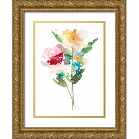 So Cheerful 1 Gold Ornate Wood Framed Art Print with Double Matting by Sandland, Colleen