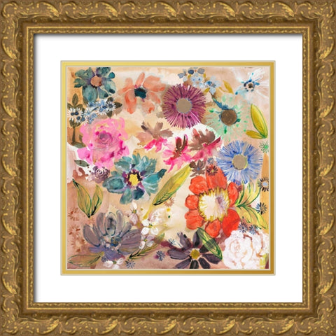 Jumble and Blooms Gold Ornate Wood Framed Art Print with Double Matting by Sandland, Colleen