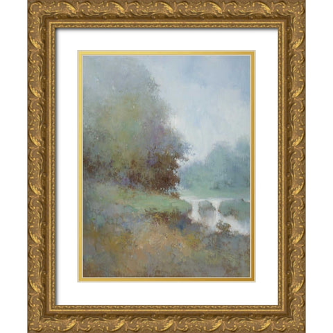 Misty Morning Fog Gold Ornate Wood Framed Art Print with Double Matting by Zhang, Jan