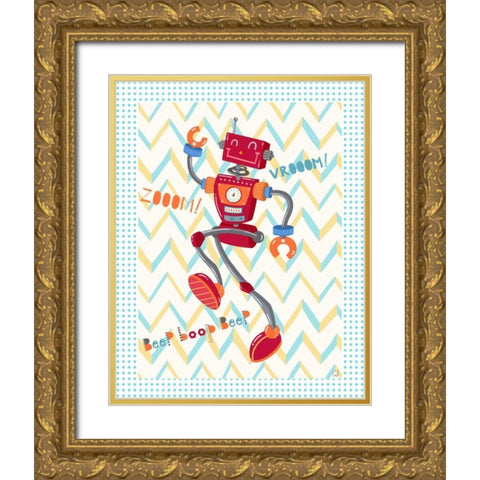 Zoom Robot Gold Ornate Wood Framed Art Print with Double Matting by Skapriwsky, Christina