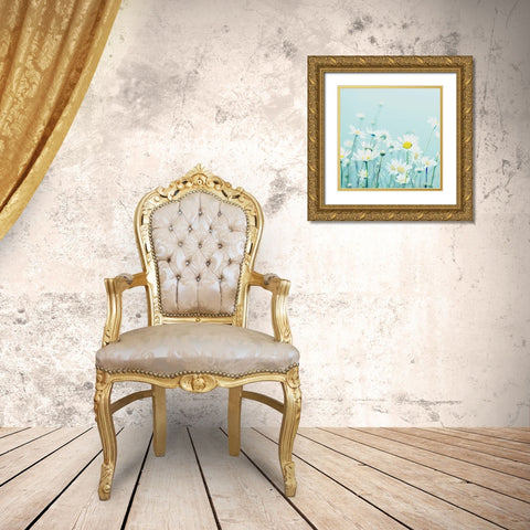 Day Daisies Gold Ornate Wood Framed Art Print with Double Matting by Dickinson, Robin