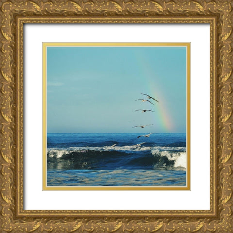 Rainbow Flight Gold Ornate Wood Framed Art Print with Double Matting by Dickinson, Robin