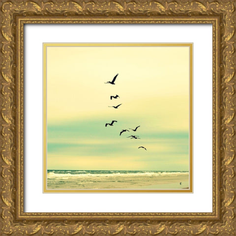 Ocean Flock Gold Ornate Wood Framed Art Print with Double Matting by Dickinson, Robin