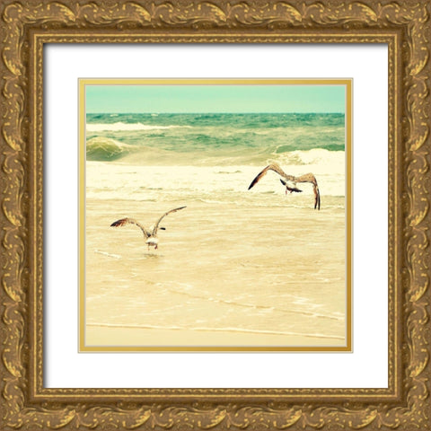 Splash and Fly Gold Ornate Wood Framed Art Print with Double Matting by Dickinson, Robin