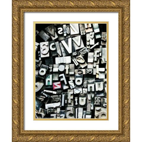 Text Blocks Gold Ornate Wood Framed Art Print with Double Matting by Dickinson, Robin