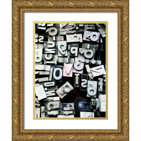 Text Block Love Gold Ornate Wood Framed Art Print with Double Matting by Dickinson, Robin