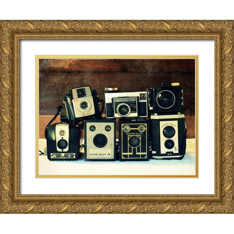 Vintage Camera Collection Gold Ornate Wood Framed Art Print with Double Matting by Dickinson, Robin