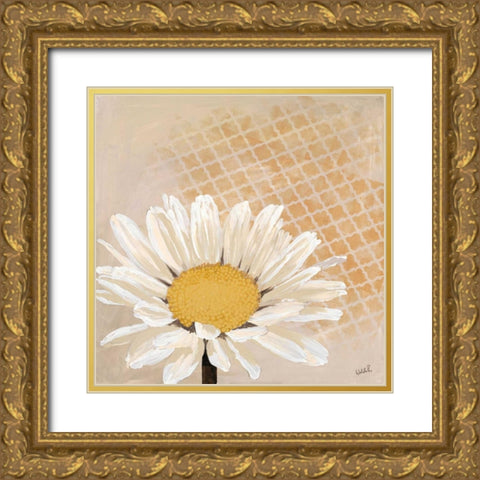 Moroccan Daisy 1 Gold Ornate Wood Framed Art Print with Double Matting by Walela R.