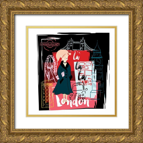 La La London Gold Ornate Wood Framed Art Print with Double Matting by Esther Bley Designs