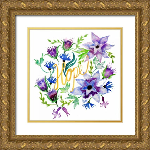 Hope, Enchanted Garden Gold Ornate Wood Framed Art Print with Double Matting by Esther Bley Designs