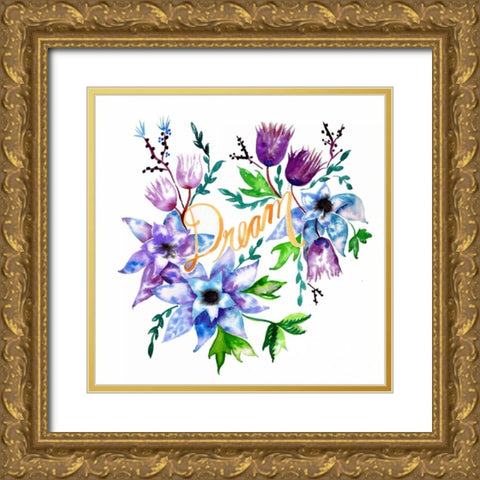 Dream, Enchanted Garden Gold Ornate Wood Framed Art Print with Double Matting by Esther Bley Designs
