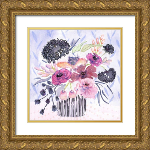 Lavender Black Gold Ornate Wood Framed Art Print with Double Matting by Esther Bley Designs