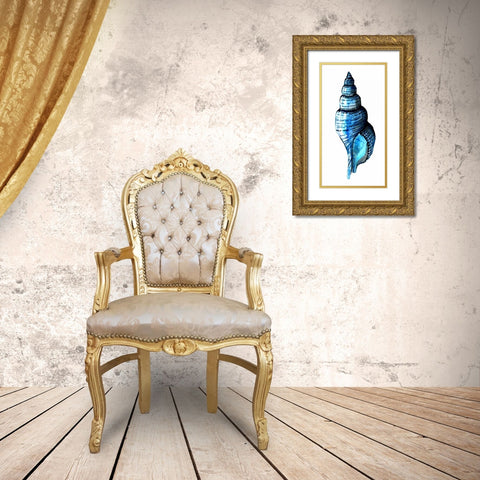 Sea Blue Shell Gold Ornate Wood Framed Art Print with Double Matting by Smith, Crystal