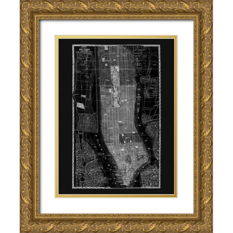 NY Map Circa 1865 Gold Ornate Wood Framed Art Print with Double Matting by Adam Shaw Cartography