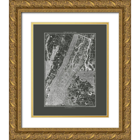Industrial New York Gold Ornate Wood Framed Art Print with Double Matting by Adam Shaw Cartography