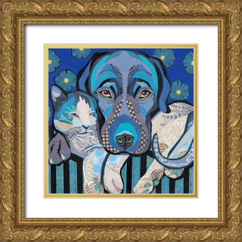 Purrfect Pillow Gold Ornate Wood Framed Art Print with Double Matting by Paper Pictures by Laura