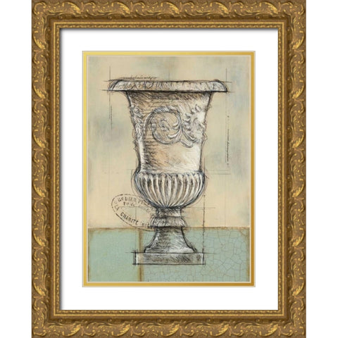 Abstract Urn 1 Gold Ornate Wood Framed Art Print with Double Matting by Z Studio