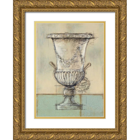 Abstract Urn 2 Gold Ornate Wood Framed Art Print with Double Matting by Z Studio