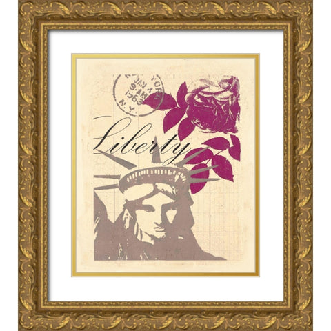 WORLD TOUR LIBERTY Gold Ornate Wood Framed Art Print with Double Matting by Z Studio