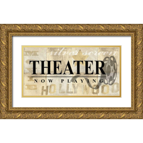 Home Theatre Gold Ornate Wood Framed Art Print with Double Matting by Z Studio