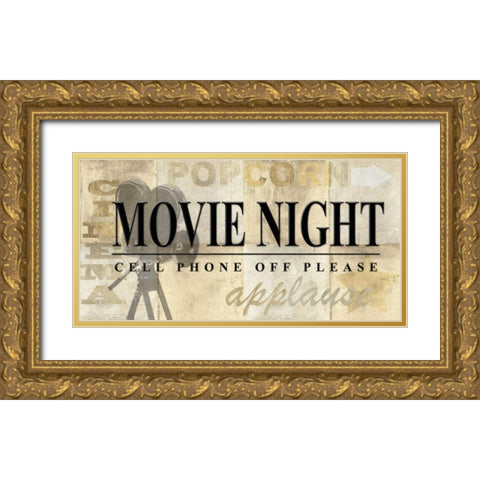 Movie Night Gold Ornate Wood Framed Art Print with Double Matting by Z Studio