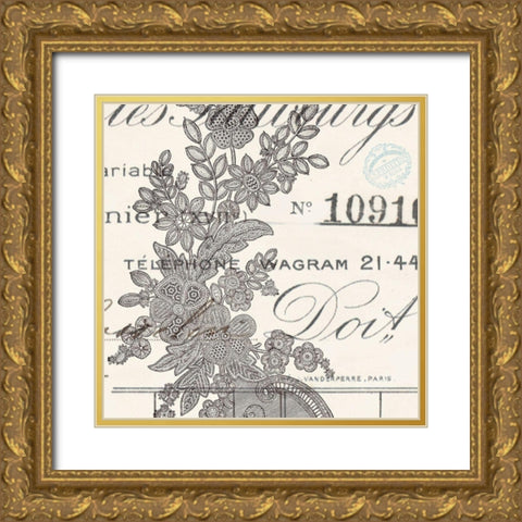 Literary Lace 1 Gold Ornate Wood Framed Art Print with Double Matting by Z Studio