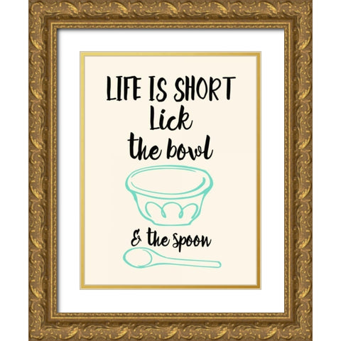 Lick The Bowl and The Spoon Gold Ornate Wood Framed Art Print with Double Matting by Z Studio