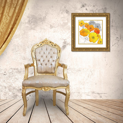 Groovy Floral Wallpaper Gold Ornate Wood Framed Art Print with Double Matting by Z Studio