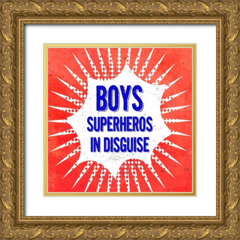 Boys, Superheros in Disguise Gold Ornate Wood Framed Art Print with Double Matting by Z Studio