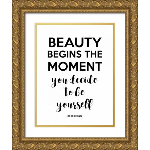 Beauty Begins Gold Ornate Wood Framed Art Print with Double Matting by Z Studio