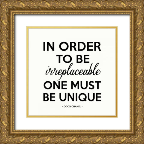 One Must Be Unique Gold Ornate Wood Framed Art Print with Double Matting by Z Studio