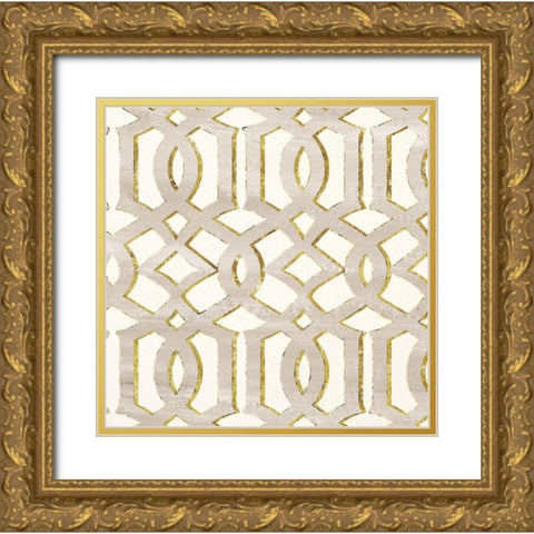 GILDED AESTHETIC LATTICE Gold Ornate Wood Framed Art Print with Double Matting by Dos Santos, Bella
