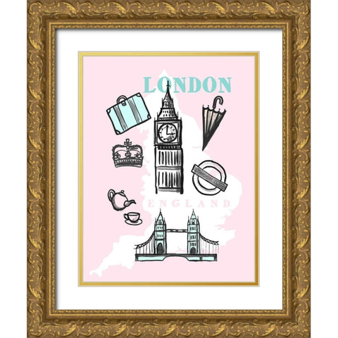 Pastel London Gold Ornate Wood Framed Art Print with Double Matting by Dos Santos, Bella