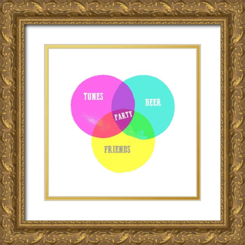 Venn Party Diagram Gold Ornate Wood Framed Art Print with Double Matting by Dos Santos, Bella