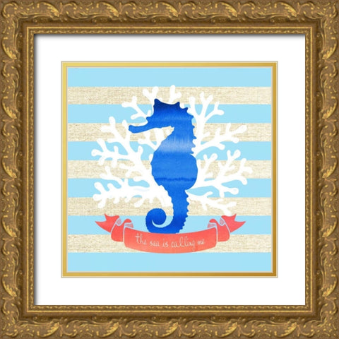 The Sea is Calling Gold Ornate Wood Framed Art Print with Double Matting by Dos Santos, Bella