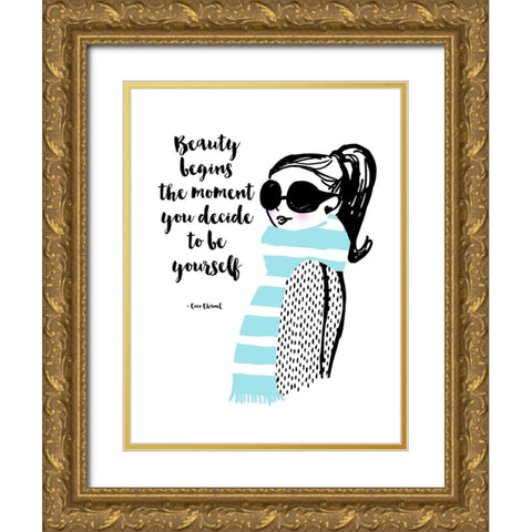 Decide To Be Yourself Gold Ornate Wood Framed Art Print with Double Matting by Dos Santos, Bella