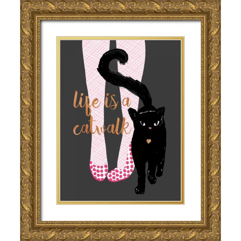 Catwalk Gold Ornate Wood Framed Art Print with Double Matting by Dos Santos, Bella