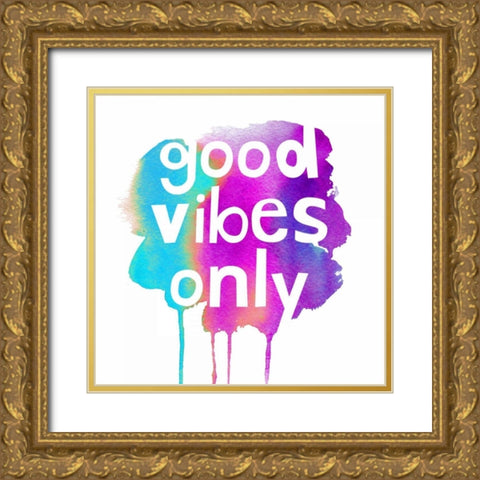 Good Vibes Only Gold Ornate Wood Framed Art Print with Double Matting by Dos Santos, Bella