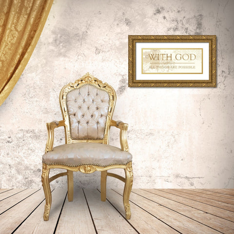 WITH GOD Gold Ornate Wood Framed Art Print with Double Matting by Dos Santos, Bella