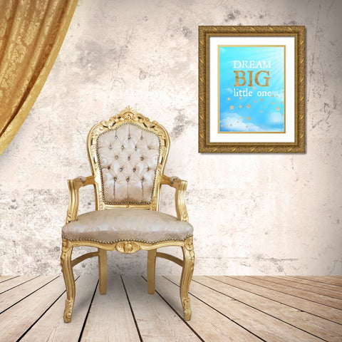 Dream Big Little One Gold Ornate Wood Framed Art Print with Double Matting by Dos Santos, Bella
