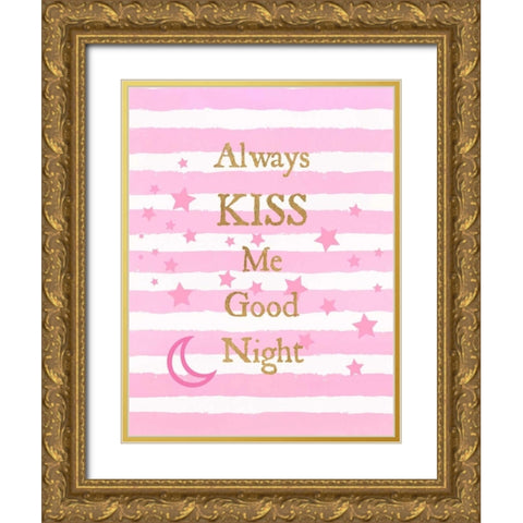 Kiss Me Good Night Gold Ornate Wood Framed Art Print with Double Matting by Dos Santos, Bella